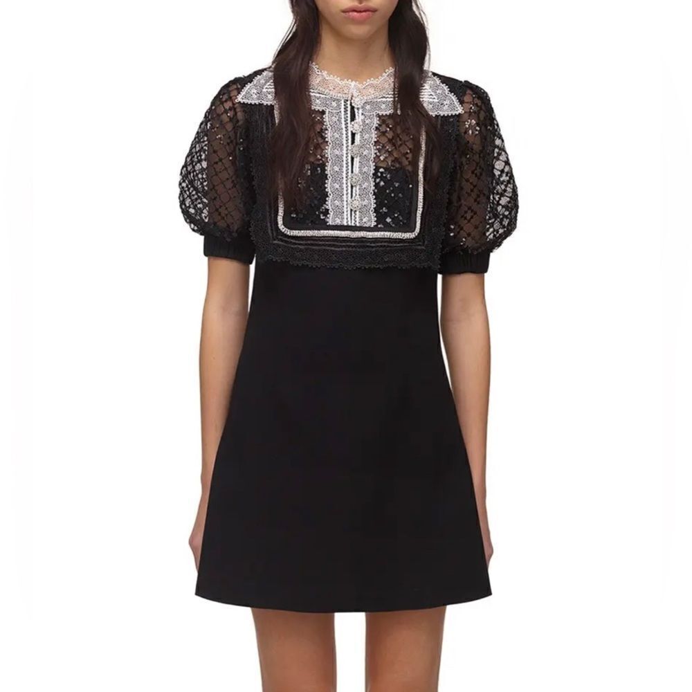 Self-portrait Sequin-Embellished Collared Mini Dress size 4